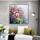 Unframed Modern Abstract Hand Painted With Knife Oil Painting Of Flowers Home Decoration