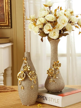 Europe Gilt Frosted Porcelain Vase Vintage Advanced Ceramic Flower Vase For Room Study Hallway Home Wedding Decor