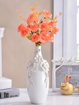Europe Gilt Frosted Porcelain Vase Vintage Advanced Ceramic Flower Vase For Room Study Hallway Home Wedding Decor
