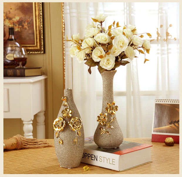 Europe Gilt Frosted Porcelain Vase Vintage Advanced Ceramic Flower Vase For Room Study Hallway Home Wedding Decor