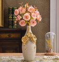 Europe Gilt Frosted Porcelain Vase Vintage Advanced Ceramic Flower Vase For Room Study Hallway Home Wedding Decor