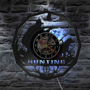 Deer Hunter Hunting Gift Wall Clock Retro Vinyl Record Wall Clock Animals Trophy Award Men Rifle Aiming Decorative Clock Watch