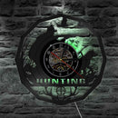 Deer Hunter Hunting Gift Wall Clock Retro Vinyl Record Wall Clock Animals Trophy Award Men Rifle Aiming Decorative Clock Watch