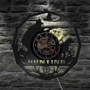 Deer Hunter Hunting Gift Wall Clock Retro Vinyl Record Wall Clock Animals Trophy Award Men Rifle Aiming Decorative Clock Watch