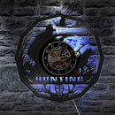 Deer Hunter Hunting Gift Wall Clock Retro Vinyl Record Wall Clock Animals Trophy Award Men Rifle Aiming Decorative Clock Watch