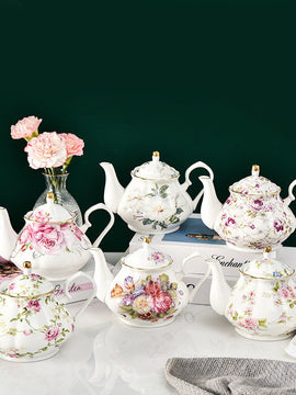 Luxurious Bone China Teapot 400/900ML Is A Classic Porcelain Kettle For Home Is A Perfect Gift