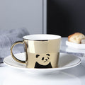 Cute Cartoon Printed Coffee Mugs With Galvanized Finish And Reflective Mirror Cup and Saucer