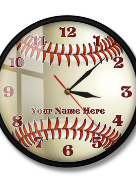Personalized Baseball Design 3D Wall Clock With Custom Your Name For Sports Room Wall Decor