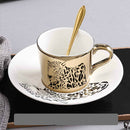 Cartoon Animal Ceramic Cup And Saucer Set With Specular Reflection Accompanied An Upgraded High-End Wooden Plate