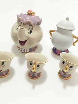 Limited Cartoon Beauty And The Beast Bone China Mug Tea Set Mrs Potts And Chips Teapot Coffee Cup Set
