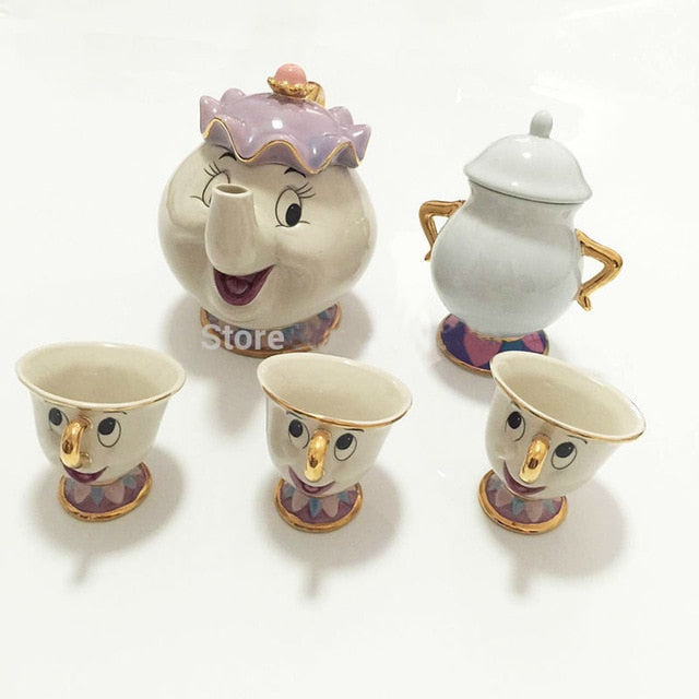 Limited Cartoon Beauty And The Beast Bone China Mug With Mrs Potts And Chips TeapotIs Suitable For Xmas Gift
