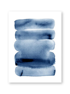 Wall Art Painting With Modern Minimalist Abstract In Navy Blue Watercolor For Home Decor
