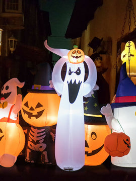6' Halloween Inflatable Air Blown Ghost with Pumpkin