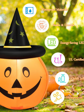 4 Feet Halloween Inflatable Pumpkin Lantern with Hat